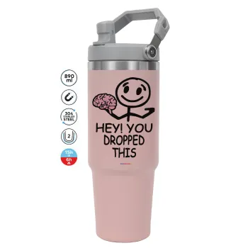 Hey! You dropped this, ΡΟΖ χρώματος Θερμός Ανοξείδωτο 890ml (30oz) με χερούλι