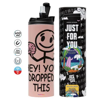 Hey! You dropped this, Tumbler ποτήρι θερμό ΡΟΖ από ανοξείδωτο ατσάλι 600ml