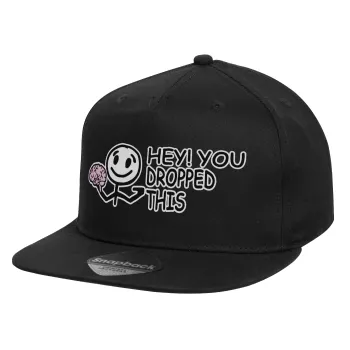 Hey! You dropped this, Καπέλο παιδικό Flat Snapback, Μαύρο (100% ΒΑΜΒΑΚΕΡΟ, ΠΑΙΔΙΚΟ, UNISEX, ONE SIZE)