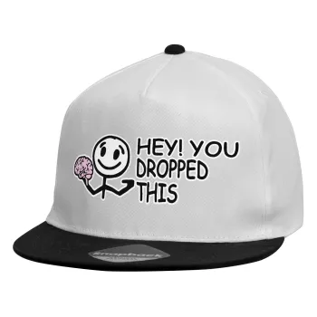 Hey! You dropped this, Καπέλο παιδικό Flat Snapback, Λευκό (100% ΒΑΜΒΑΚΕΡΟ, ΠΑΙΔΙΚΟ, UNISEX, ONE SIZE)