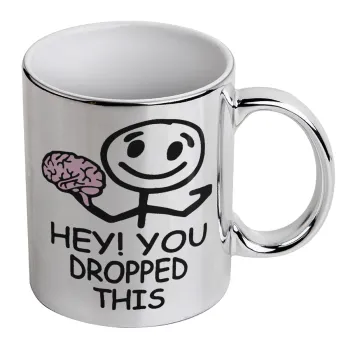 Hey! You dropped this, Mug ceramic, silver mirror, 330ml