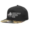 Adult Flat Snapback Hat Black/Camouflage, (100% COTTON TWILL, ADULT, UNISEX, ONE SIZE)