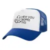 Adult Structured Trucker Hat, with Mesh, WHITE/BLUE (100% COTTON, ADULT, UNISEX, ONE SIZE)