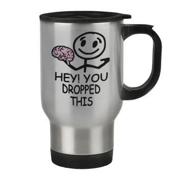 Hey! You dropped this, Stainless steel travel mug with lid, double wall 450ml