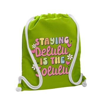 Delulu, Τσάντα πλάτης πουγκί GYMBAG LIME GREEN, με τσέπη (40x48cm) & χονδρά κορδόνια
