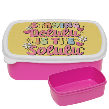 Delulu, ΡΟΖ παιδικό δοχείο φαγητού (lunchbox) πλαστικό (BPA-FREE) Lunch Βox M18 x Π13 x Υ6cm