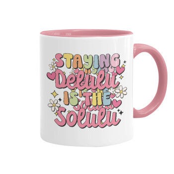 Delulu, Κούπα χρωματιστή ροζ, κεραμική, 330ml