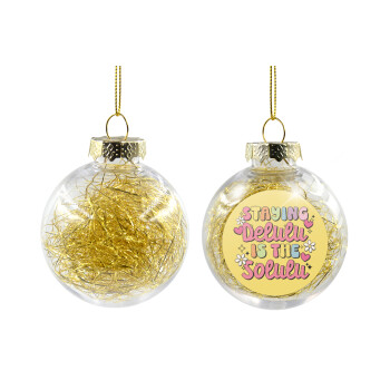 Delulu, Χριστουγεννιάτικη μπάλα δένδρου διάφανη με χρυσό γέμισμα 8cm