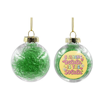 Delulu, Χριστουγεννιάτικη μπάλα δένδρου διάφανη με πράσινο γέμισμα 8cm