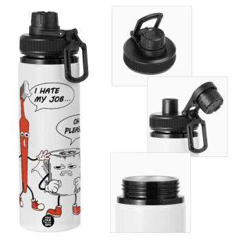 I hate my job, Metal water bottle with safety cap, aluminum 850ml