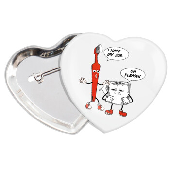 I hate my job, Κονκάρδα παραμάνα καρδιά (57x52mm)