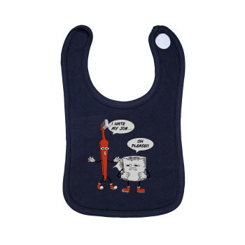 I hate my job, Σαλιάρα με Σκρατς 100% Organic Cotton Μπλε (0-18 months)