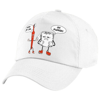 I hate my job, Καπέλο παιδικό Baseball, 100% Βαμβακερό Twill, Λευκό (ΒΑΜΒΑΚΕΡΟ, ΠΑΙΔΙΚΟ, UNISEX, ONE SIZE)