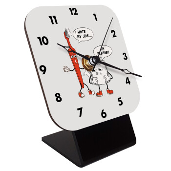 I hate my job, Quartz Wooden table clock with hands (10cm)