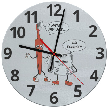 I hate my job, Ρολόι τοίχου γυάλινο (30cm)