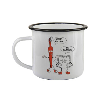 I hate my job, Κούπα εμαγιέ με μαύρο χείλος 360ml