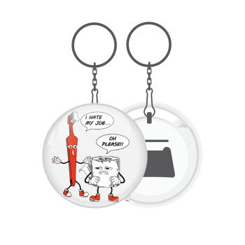 I hate my job, Μπρελόκ μεταλλικό 5cm με ανοιχτήρι