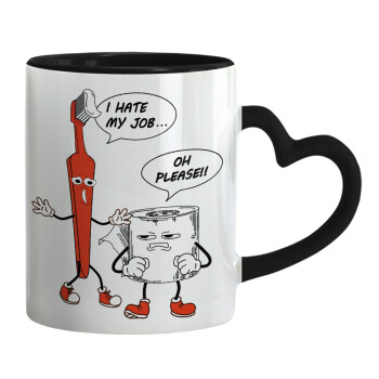 I hate my job, Mug heart black handle, ceramic, 330ml