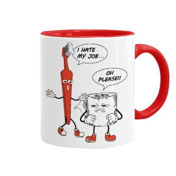 I hate my job, Mug colored red, ceramic, 330ml