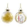 Transparent Christmas tree ball ornament with gold filling 8cm