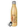 Glitter gold stainless steel thermos bottle, double-walled, 500ml