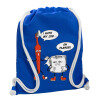 Backpack pouch GYMBAG Blue, with pocket (40x48cm) & thick cords