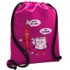 Backpack pouch GYMBAG Fuchsia, with pocket (40x48cm) & thick cords
