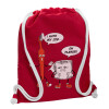 Backpack pouch GYMBAG Red, with pocket (40x48cm) & thick cords