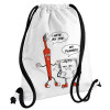 Backpack pouch GYMBAG white, with pocket (40x48cm) & thick cords