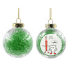 Transparent Christmas tree ball ornament with green filling 8cm