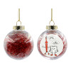 Transparent Christmas tree ball ornament with red filling 8cm