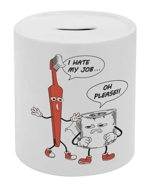 I hate my job — Porcelain money box with stopper