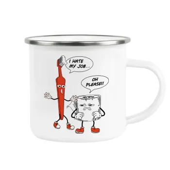 I hate my job, Metallic enamel cup white 360ml