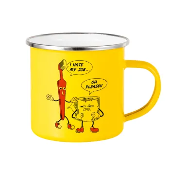 I hate my job, Yellow Enamel Metallic Cup 360ml