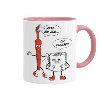 I hate my job, Mug colored pink, ceramic, 330ml