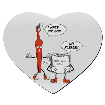 I hate my job, Mousepad heart 23x20cm