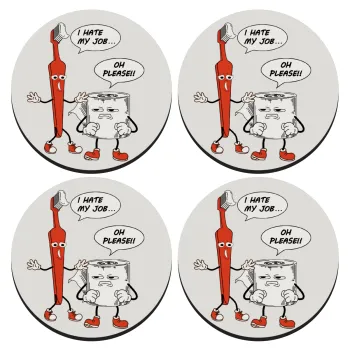 I hate my job, ΣΕΤ 4 Σουβέρ ξύλινα στρογγυλά (9cm)