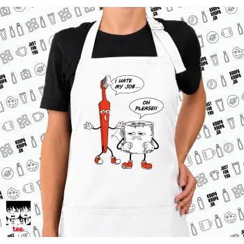 I hate my job, Ποδιά μακριά Σεφ ολόσωμη με τσέπες white (ΕΝΗΛΙΚΩΝ)