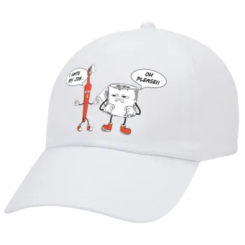 I hate my job, Καπέλο Ενηλίκων Baseball Λευκό 5-φύλλο (POLYESTER, ΕΝΗΛΙΚΩΝ, UNISEX, ONE SIZE)