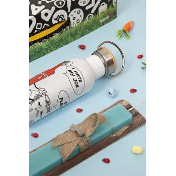 I hate my job, Πασχαλινή Λαμπάδα με παγούρι μεταλλικό (620ml, stainless steel) & κερί αρωματικό πλακέ (30cm) (ΤΙΡΚΟΥΑΖ)