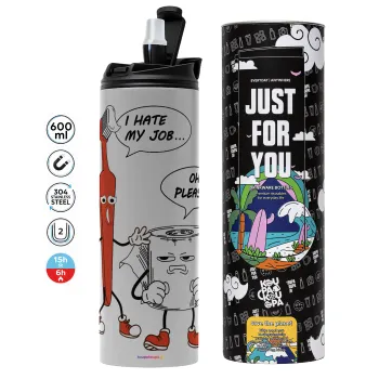 I hate my job, Tumbler stainless steel GREY 600ml