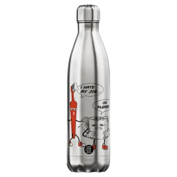 I hate my job, Inox (Stainless steel) hot metal mug, double wall, 750ml