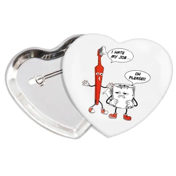 I hate my job, Κονκάρδα παραμάνα καρδιά (57x52mm)