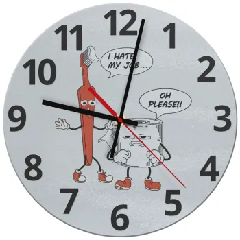 I hate my job, Ρολόι τοίχου γυάλινο (30cm)