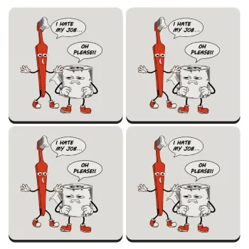 I hate my job, ΣΕΤ 4 Σουβέρ ξύλινα τετράγωνα (9cm)