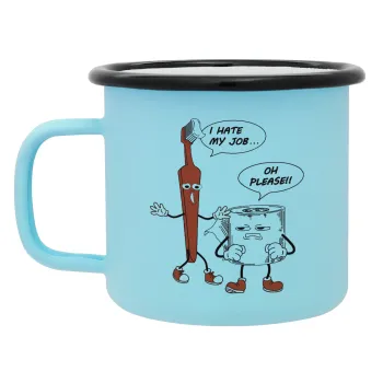 I hate my job, Κούπα Μεταλλική εμαγιέ ΜΑΤ σιέλ 360ml