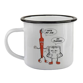 I hate my job, Κούπα εμαγιέ με μαύρο χείλος 360ml