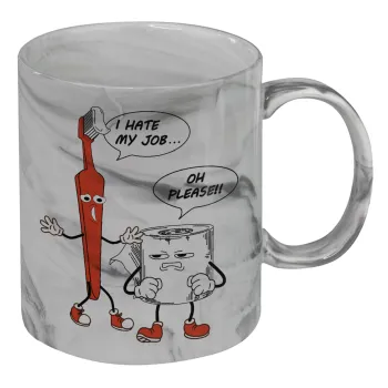 I hate my job, Mug ceramic marble style, 330ml