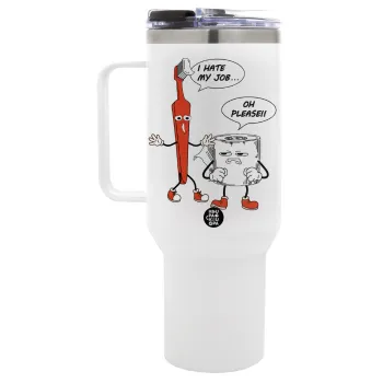 I hate my job, Mega Stainless steel Tumbler with lid, double wall 1,2L