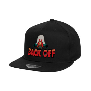 Yosemite Sam Back OFF, Καπέλο παιδικό Flat Snapback, Μαύρο (100% ΒΑΜΒΑΚΕΡΟ, ΠΑΙΔΙΚΟ, UNISEX, ONE SIZE)